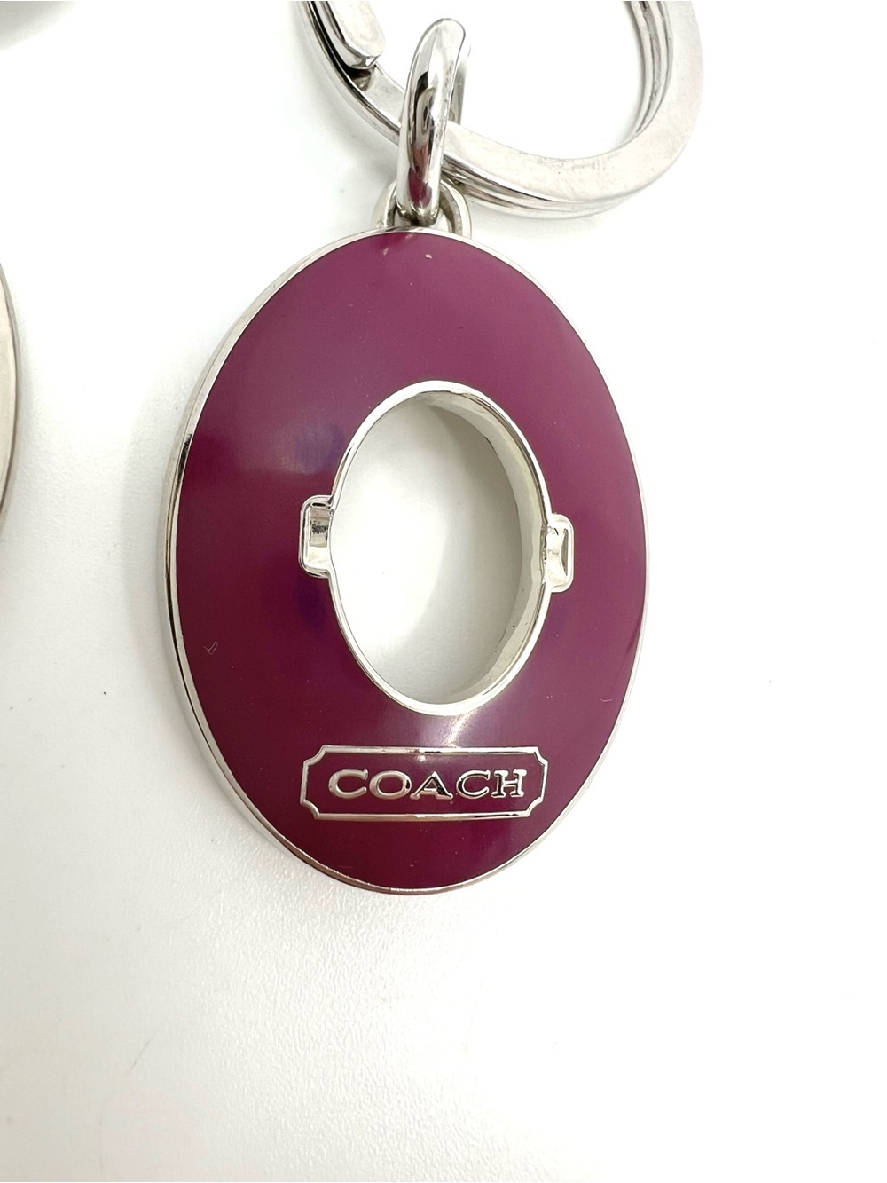 Coach Y2K Oval Purple Turnlock fob double valet keychain bag charm - like New - Picture 12 of 14